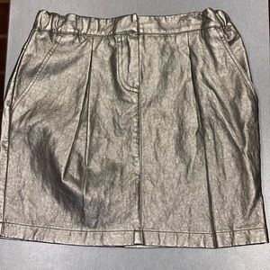 LILI GAUFRETTE Girls Gold Faux Leather Skirt